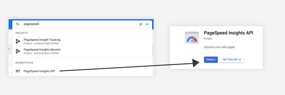 Enable PageSpeed API