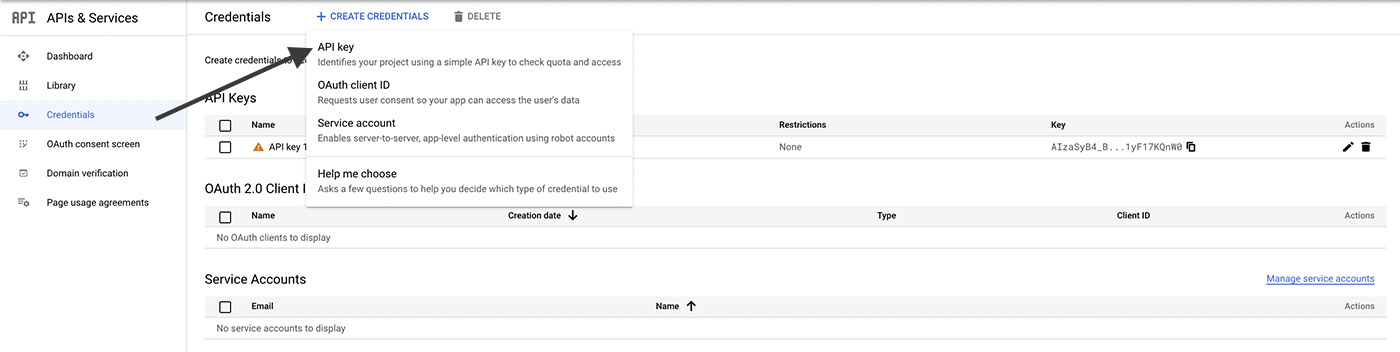 PageSpeed Insights API Key