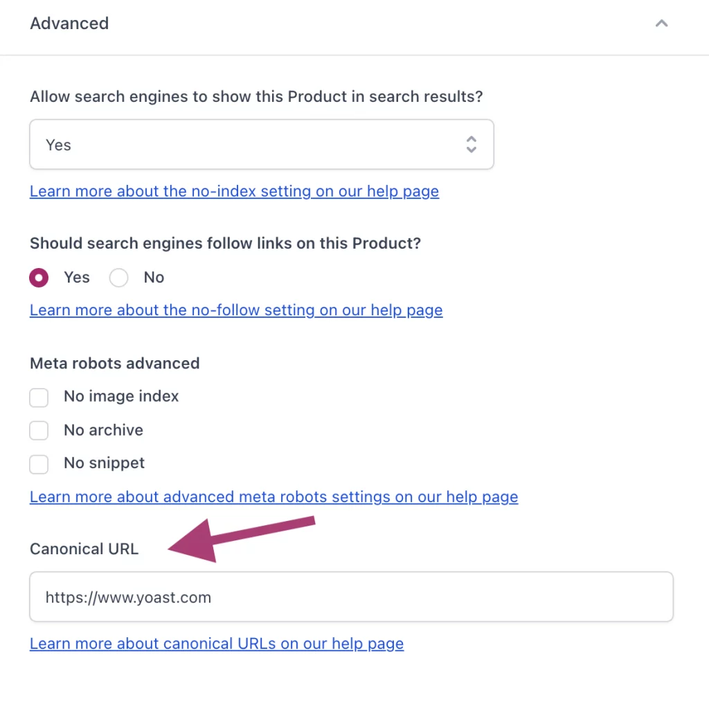 Canonical URL using Yoast SEO in Shopify