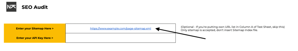 Enter your Sitemap