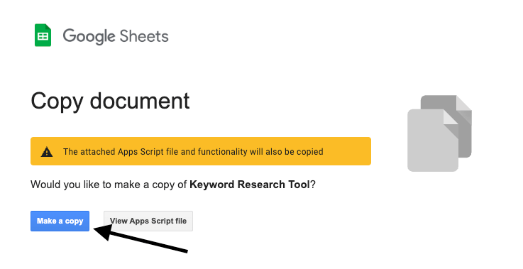 Copy of Keyword Research Tool Google Sheets